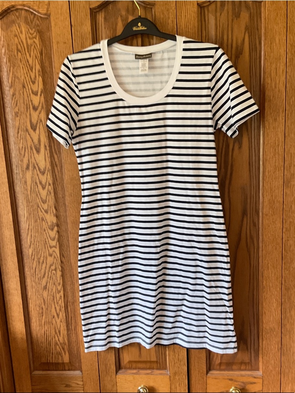 Tommy Bahama White and Navy Striped Midi Dress